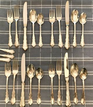 Reed & Barton Silver Plate Dresden Rose 20pc Place Settings For 4 Plus