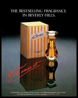 1983 Giorgio Beverly Hills Extraordinary Perfume Vintage Print Ad Bottle 1980s