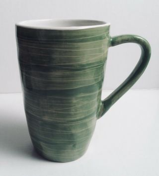 Starbucks 2008 Hand Painted Coffee Tea Mug Cup Green Ceramic 14 Oz