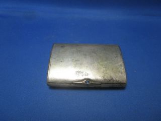 Antique Silver Plated Snuff Box With Sapphire Button & German Inscription