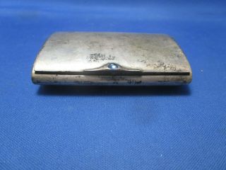 Antique Silver Plated Snuff Box With Sapphire Button & German Inscription 2