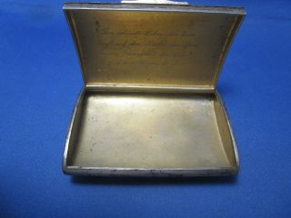 Antique Silver Plated Snuff Box With Sapphire Button & German Inscription 5