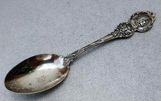 Old Antique Sterling Silver Souvenir Spoon Native American Indian Chief Eagle
