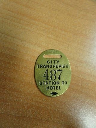 City Transfer Co.  487 Station To Hotel Baggage Fob Tag