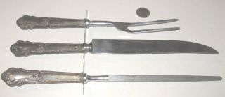 3 Piece Knife Fork Knife Sharpener Sterling Silver Carving Cutlery Kitchen Set