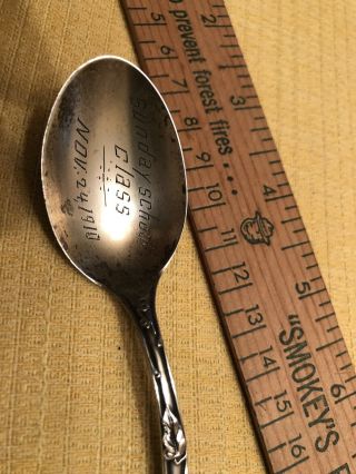 Antique 1910 Sunday School Class Sterling Silver Souvenir Spoon
