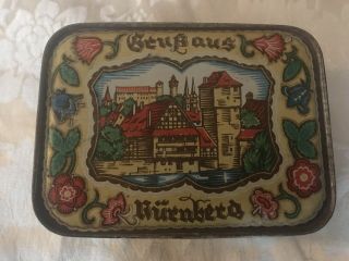 Vintage Antique German Haeberlein Nurnberger Metzger Cookie Tin / Jar