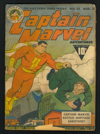 Captain Marvel Adventures 22 - Fawcett (1943) - 1st Mr.  Mind (voice) Golden Age