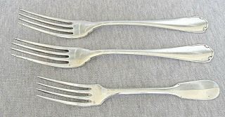 Christofle French Antique 3 Silver Plated Forks,  Signed