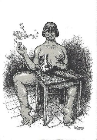 Six Nudes With Baguettes,  Postcards By R.  Crumb,  A.  Kominksy,  And Others