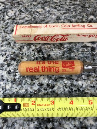 Vintage 1960s Coca Cola Ice Pick With Box Wooden Handle Stainless Steel