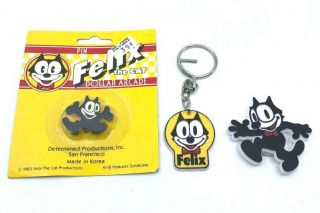 Vintage 1983 Felix The Cat Dollar Arcade Magnet,  Lapel Pin,  And Keychain