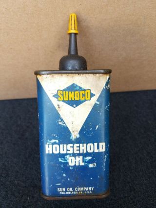 Vintage Sunoco Sun Oil Co.  Household Handy Oiler Tin Can