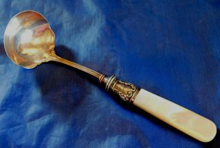 Vintage Sterling Silver Ladle Spoon With Mother Of Pearl Handle