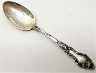 Antique Sterling Silver Moline Illinois Souvenir Spoon Vtg Ornate High School