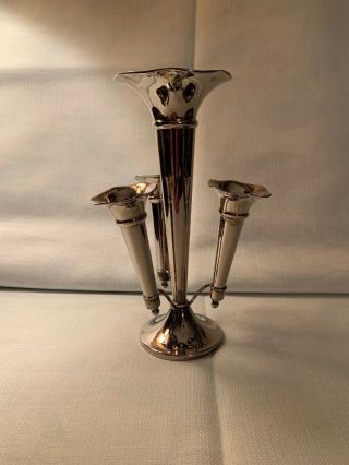 Trumpet Epergne Silver Plated With Four Vases 3 Small Removable Victorian Style
