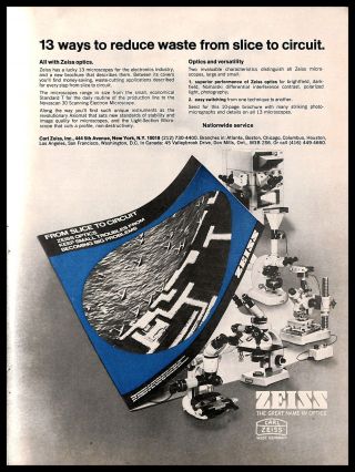 1977 Zeiss Optics Electronics Microscope Vintage Print Ad Circuit Technology 70s