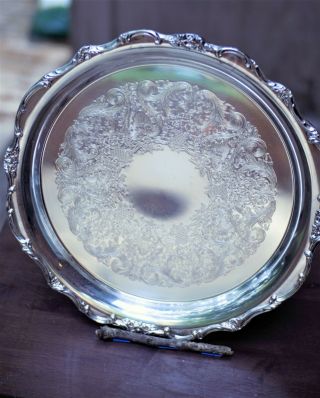 Vintage International Silver Company Round Silver Serving Tray Platter 3