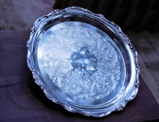Vintage International Silver Company Round Silver Serving Tray Platter 7