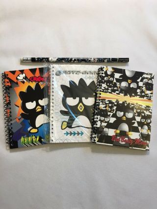 Rare Vintage Badtz Maru 1997,  1998,  1999 Mini Notebooks & 1996 Pencil