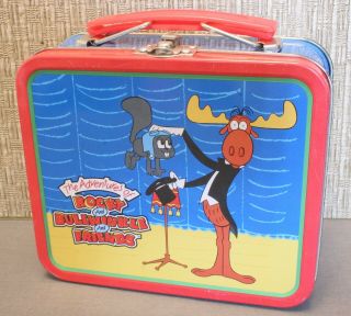 Vintage Tin Lunch Box " The Adventures Of Rocky And Bullwinkle And Friends "