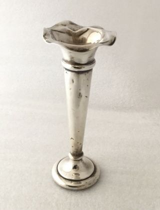 Antique Solid Silver Weighted Trumpet Bud Vase For Scrap - 1904