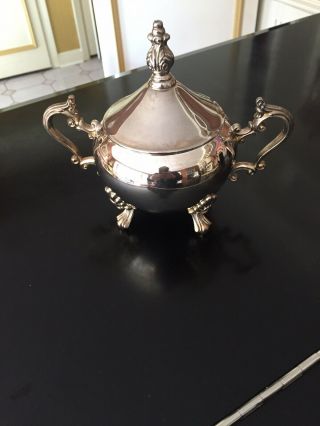 Silver Plated Covered Sugar Bowl Urn Shape
