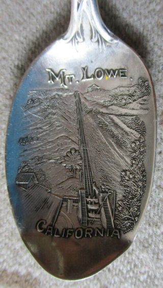 Antique Sterling Silver Spoon Mt Lowe Cable Incline Pacific Electric Railway Cal