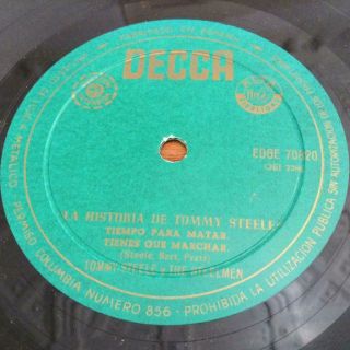 THE TOMMY STEELE STORY A HANDFUL OF SONGS SPANISH DECCA SOLID CENTRE EP 45 3