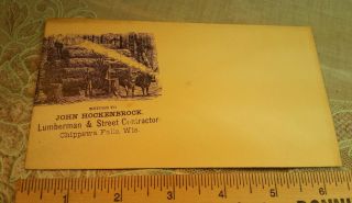 Old Antique Lumberman Street Contractor Envelope Postal Cover Chippewa Falls Wi