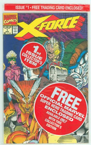 X - Force 1 Two Deadpool Card Error Ploybagged Marvel 1991 Nm - Comb Ship Avail