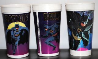Batman Returns 2 Taco Bell Drink Cups And One Mcdonald 