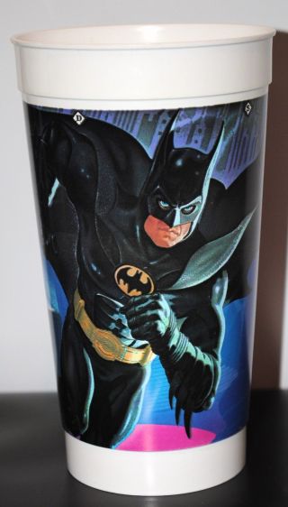 Batman Returns 2 Taco Bell Drink Cups and one McDonald ' s Drink Cup 3