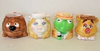 Set Of 4 Muppets Ceramic Mugs By Sigma,  Kermit,  Miss Piggy,  Rowlf,  Fozzie