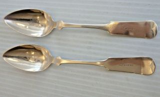 " T.  M.  Austin,  Erie " American Coin Silver Teaspoons,  Hand Engraved " Lewis "