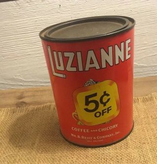 Vintage Luzianne Coffee And Chicory Wm.  B Reily & Co.  Black Americana Tin
