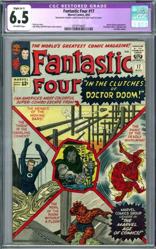 Fantastic Four 17 Cgc 6.  5 (ow) Jack Kirby & Dick Ayers Doctor Doom Cover