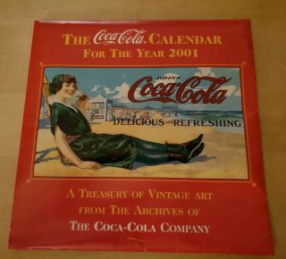 Vintage 2001 Coca - Cola Calendar Vintage Art With Cover Sleeve