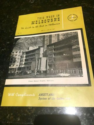 This Week In Melbourne - No 422 - June 17 - 23,  1967 - Ansett Ana - 20 Pages - - Rare.