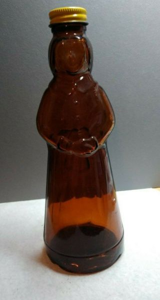 Mrs Butterworth Aunt Jemima Brown Glass Syrup Bottle Vintage