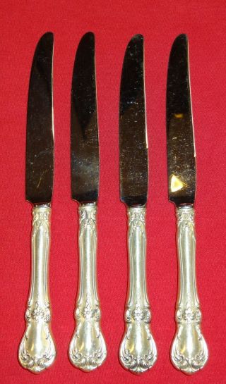 Set Of 4 Towle Sterling Silver French Hollow Knife Handle “old Master” Vintage