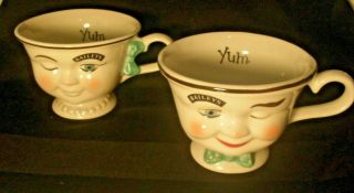 Baileys Yum Cups Winking Eye Face Mr & Mrs Coffee Tea Mugs 1996 Limited Edition