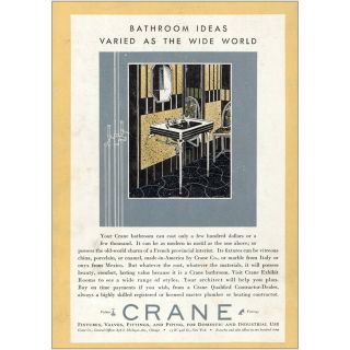 1931 Crane: Bathroom Ideas Varied As The Wide World Vintage Print Ad
