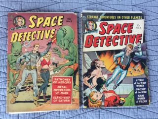 Rare 1951 Golden Age Space Detective 2,  4 Classic Covers Complete