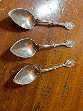 3 American Roman Headed Sterling Silver Demitasse / Sugar Spoons D H Buell Co.