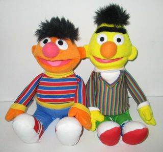 Sesame Street Plush Bert And Ernie 13 " 15 " Very Good 2011