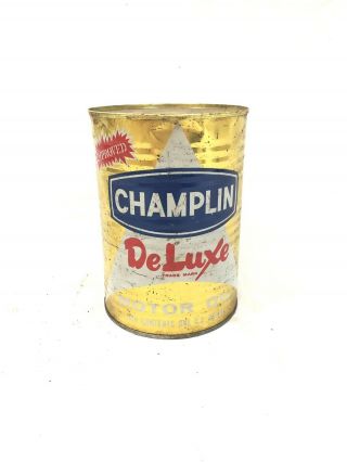 Vintage Champlin Deluxe Quart Oil Can Tin