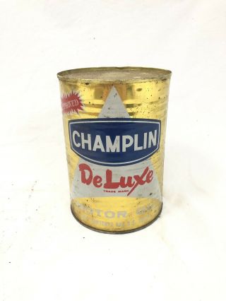 Vintage Champlin DeLuxe Quart Oil Can Tin 2