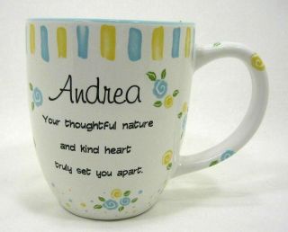 Ganz Personalized Ceramic Mug With Name Andrea And Description White & Blue