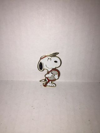 Snoopy Peanuts Tennis Enameled Lapel Hat Pin Collectible Vintage 1970s